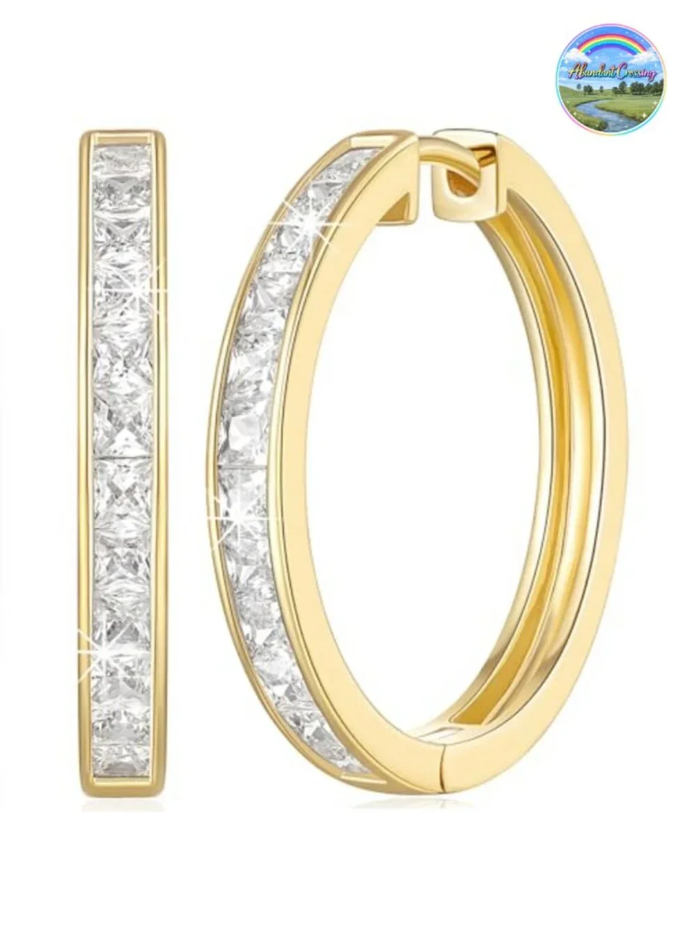 14k Gold Plated Huggie Hoop Earrings Cubic Zirconia Women